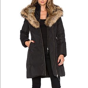 Mackage Trish Black Down Coat with Natural Fur